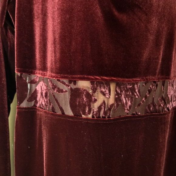 Vintage Whimsygoth Velvet Burgundy Long Sleeve Dress! - Picture 6 of 8